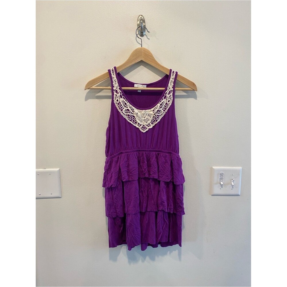 delias y2k vintage tiered ruffle tank women’s small chrochet fairy boho